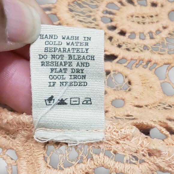 BKE Buckle Floral Crochet Lace Frill Cardigan Top Orange Sz Small Boho Western - Picture 10 of 14